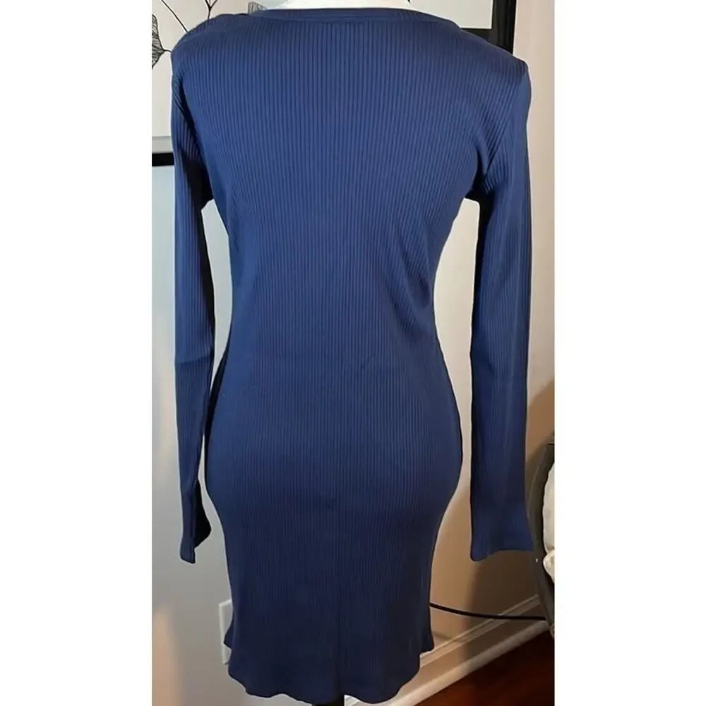 NWOT Wild Fable navy blue ribbed bodycon pencil dress